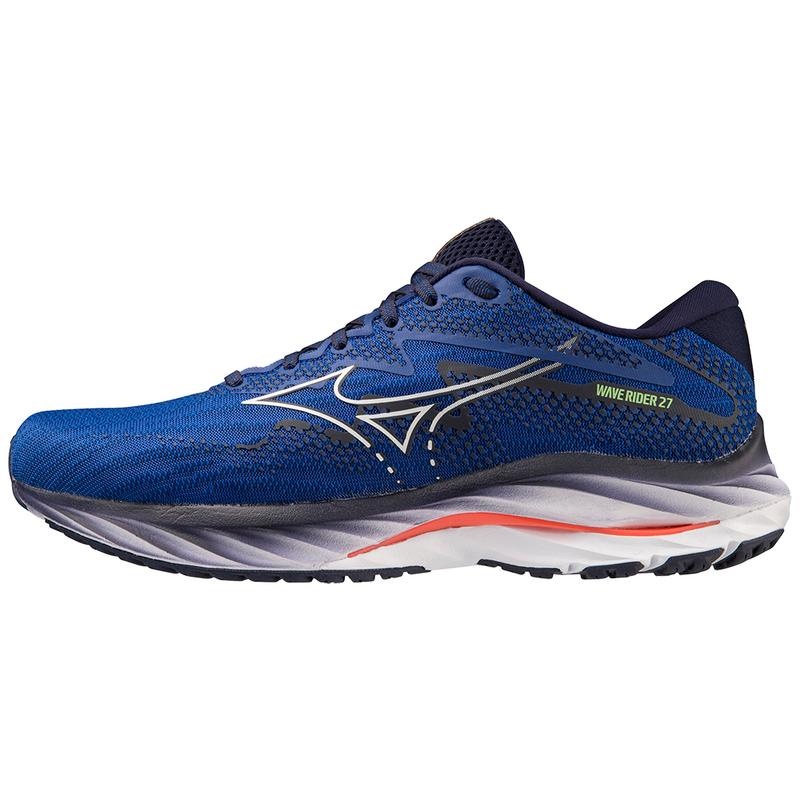 Blue White Men\'s Mizuno Wave Rider 27 Running Shoes | EBQ054268