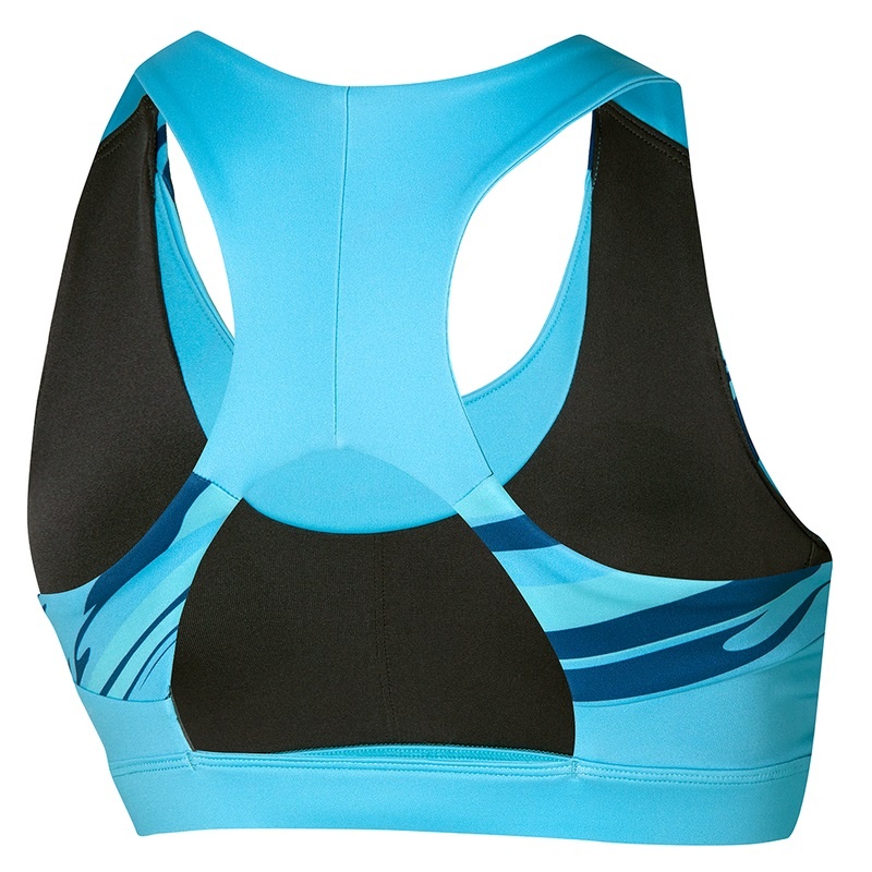 Blue Women's Mizuno Alpha Graphic Sports Bra | QXG653714