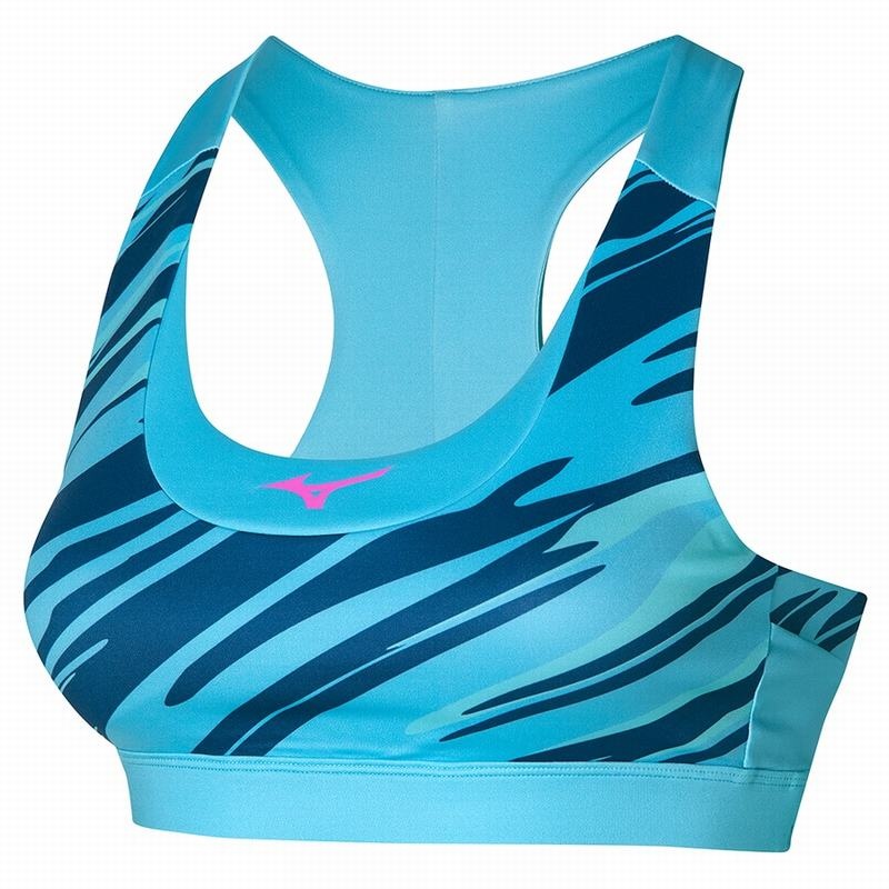 Blue Women\'s Mizuno Alpha Graphic Sports Bra | QXG653714