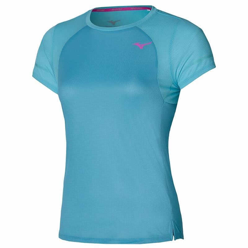 Blue Women\'s Mizuno Dryaeroflow Tee T Shirts | ZJT710896