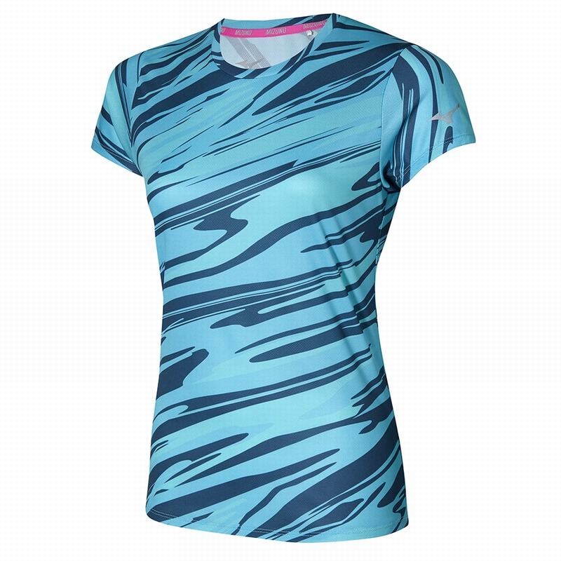 Blue Women\'s Mizuno Impulse Core Graphic Tee T Shirts | XEK295703