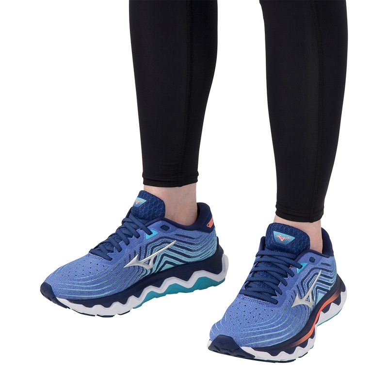 Blue Women's Mizuno Wave Horizon 6 Running Shoes | DSX679234