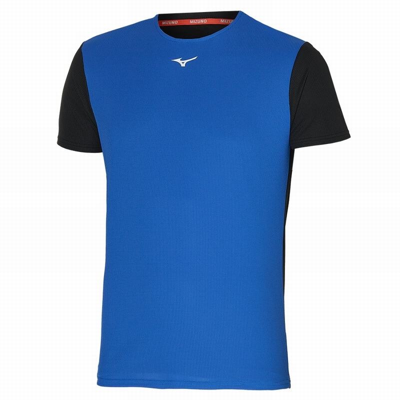 Blue / Black Men\'s Mizuno Dryaeroflow Tee T Shirts | SQW926378