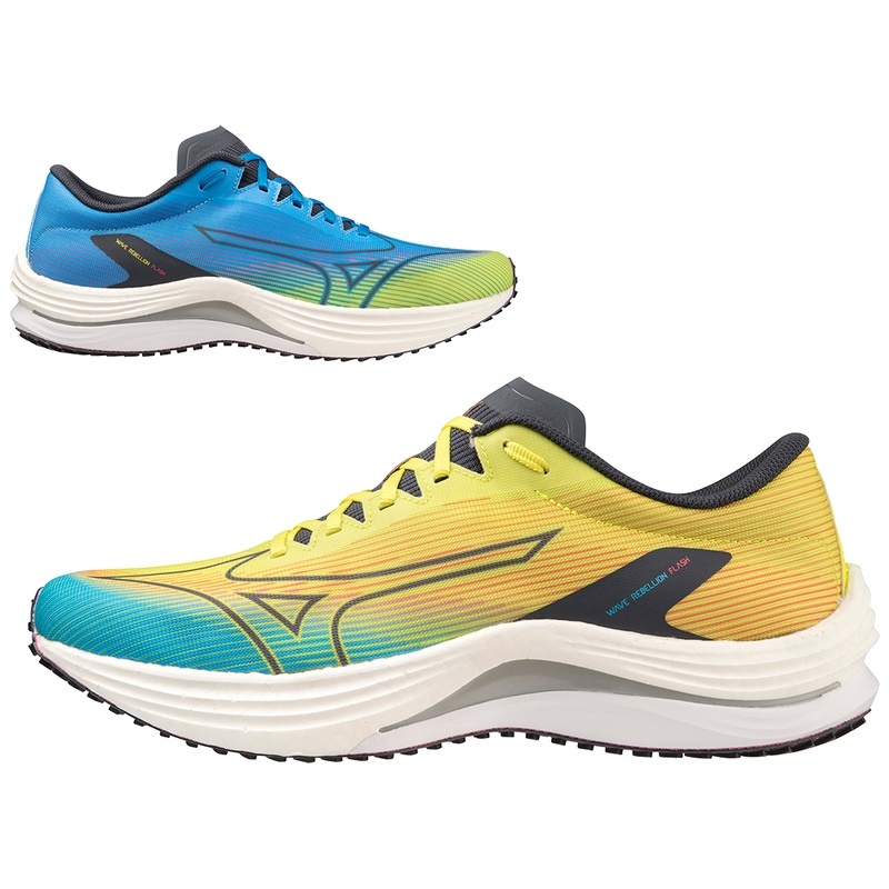 Blue / Blue Men's Mizuno Wave Rebellion Flash Running Shoes | UDG908154