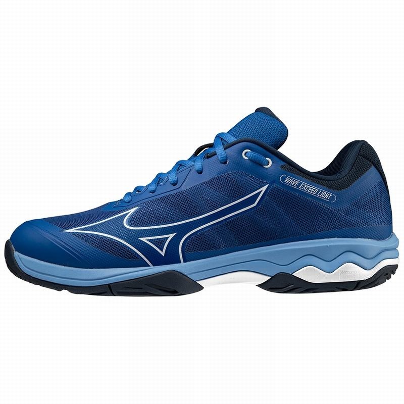 Blue / White Men\'s Mizuno Wave Exceed Light AC Tennis Shoes | MQC718942