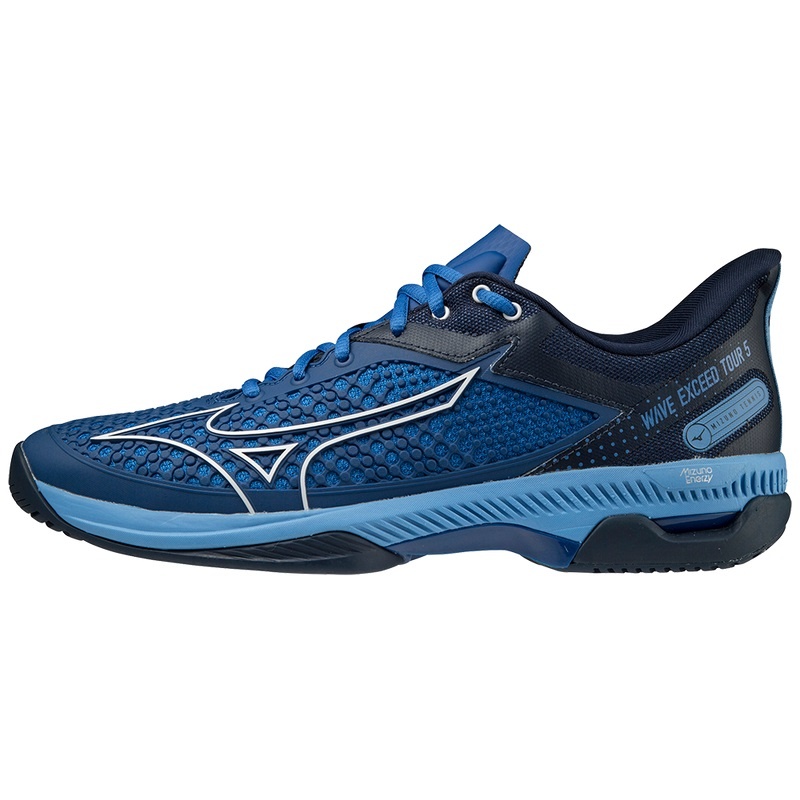 Blue / White Men\'s Mizuno Wave Exceed Tour 5 AC Tennis Shoes | JCG864120