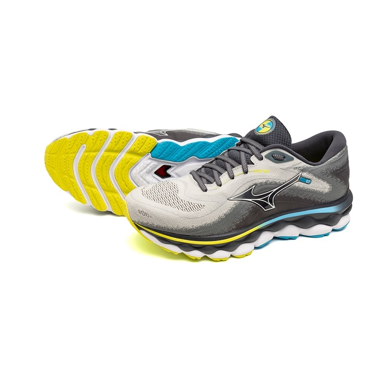 Blue / White Men's Mizuno Wave Sky 7 Running Shoes | HNR789641