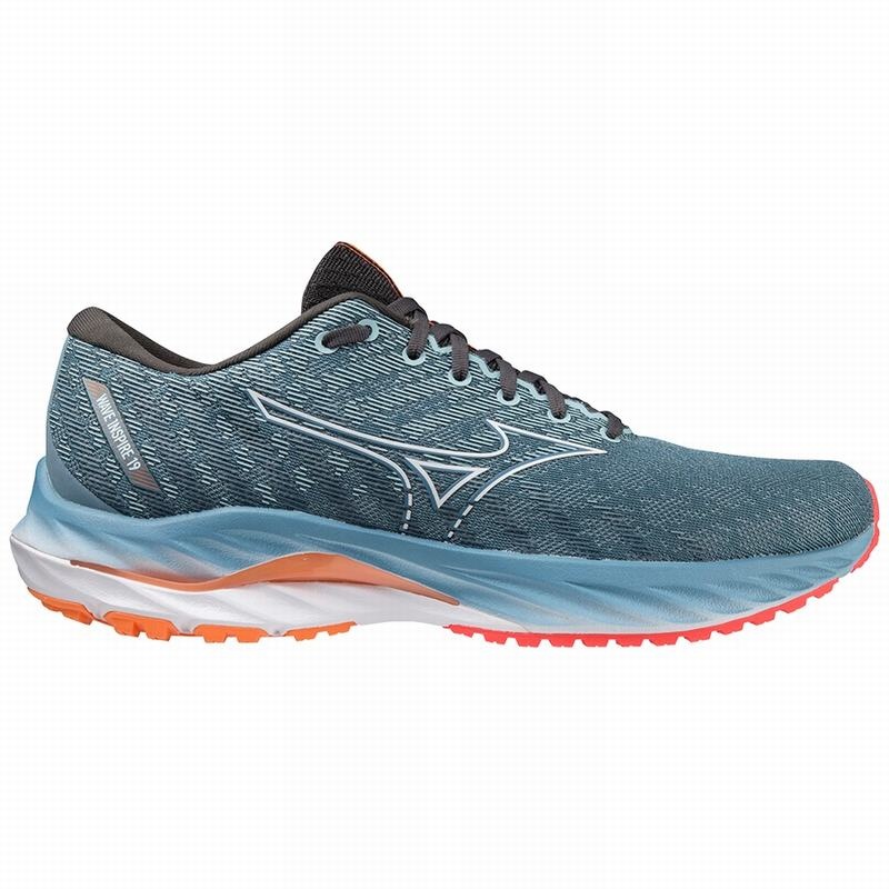 Blue / White / Light Orange Men's Mizuno Wave Inspire 19 Running Shoes | NUH207638