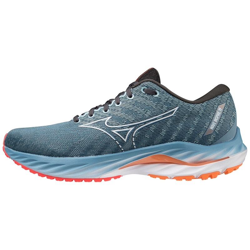 Blue / White / Light Orange Men\'s Mizuno Wave Inspire 19 Running Shoes | NUH207638