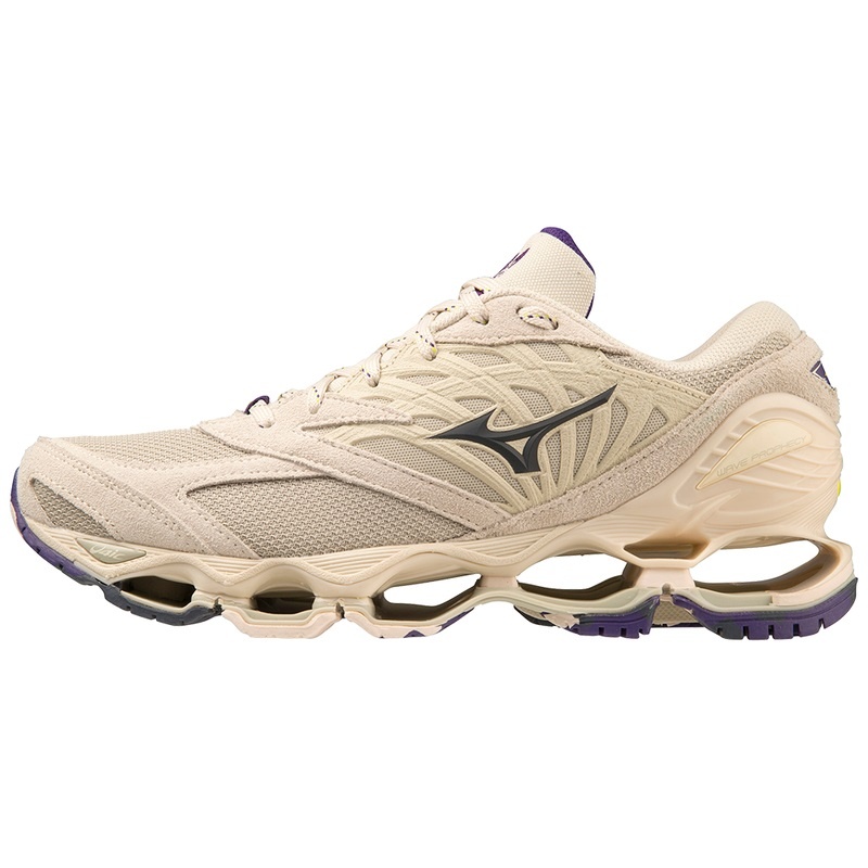 Brown / Dark Grey / Yellow Purple Men\'s Mizuno Wave Prophecy LS Sneakers | DNU042815