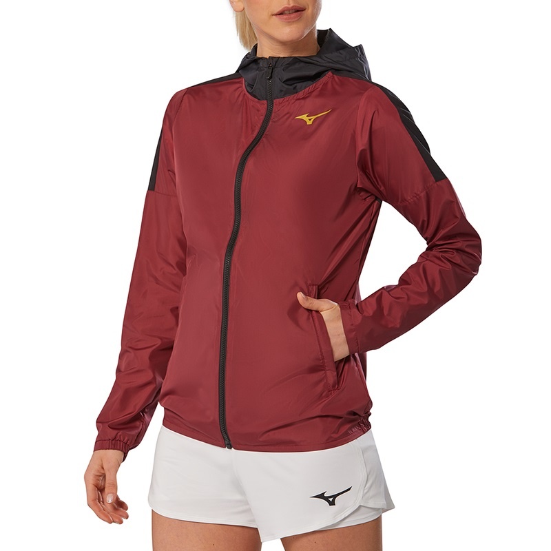 Dark Red Women's Mizuno Hoody Jackets | XHE764583