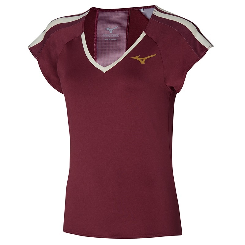 Dark Red Women\'s Mizuno Printed Tee T Shirts | FCM958401