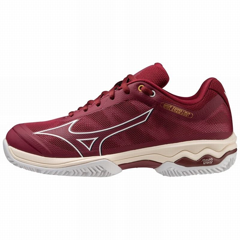 Dark Red / White Women\'s Mizuno Wave Exceed Light CC Tennis Shoes | TMR618504