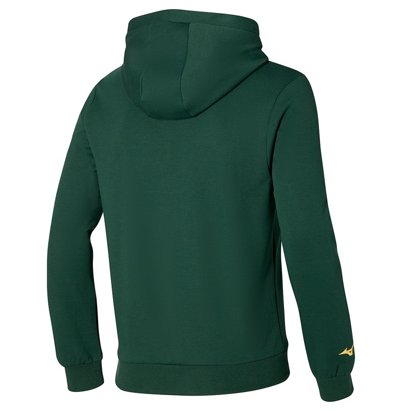 Green Men's Mizuno Athletics Graphic Hoody Tops | YXL501734