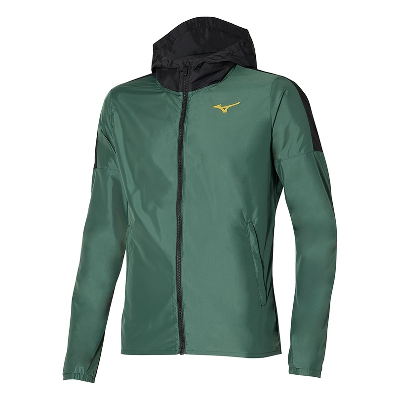 Green Men\'s Mizuno Hoody Jackets | SJX781320