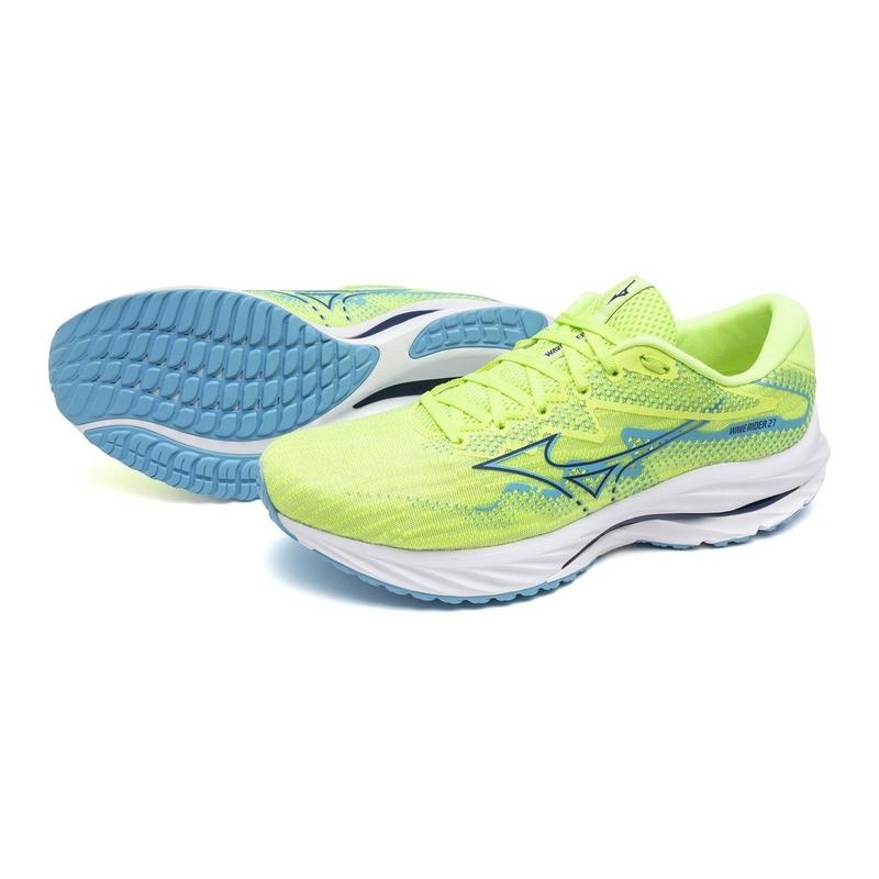 Green Navy Men's Mizuno Wave Rider 27 Running Shoes | AFU256081