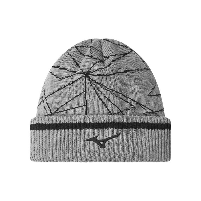 Grey Men\'s Mizuno Breath Thermo Graphic Beanie | QOY792638