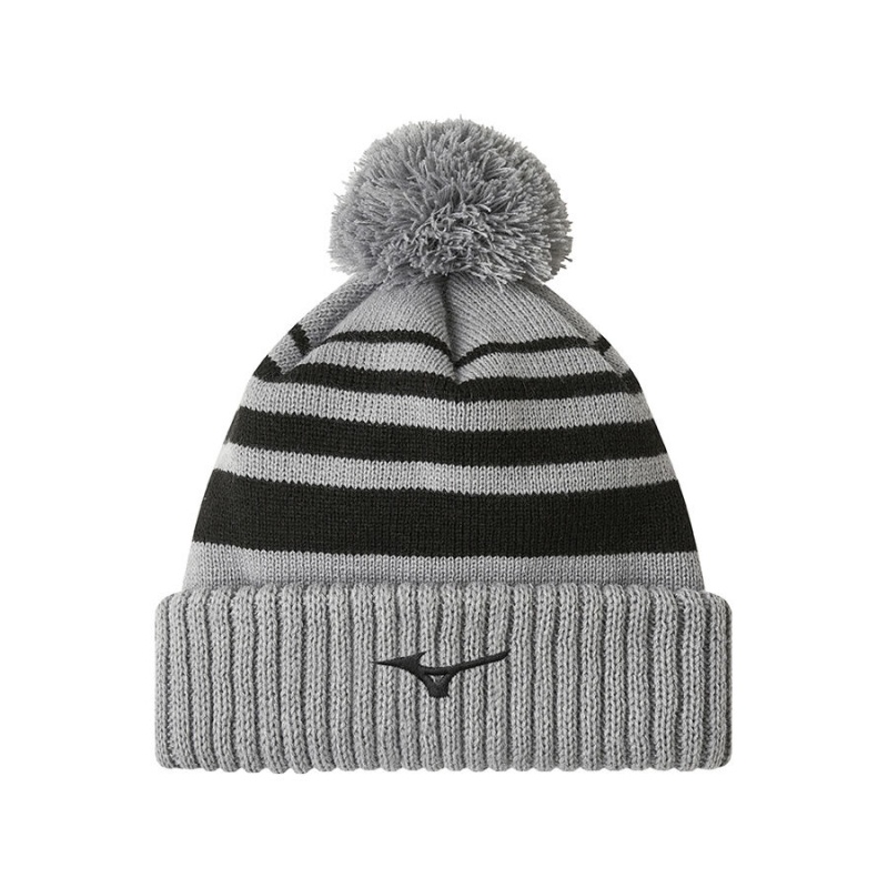 Grey Men\'s Mizuno Breath Thermo Pom Beanie | VQO397504