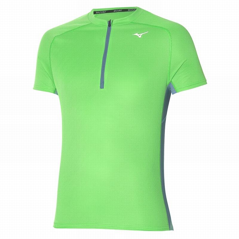 Light Green Men\'s Mizuno Trail Dryaeroflow HZ Tee T Shirts | CTG672513