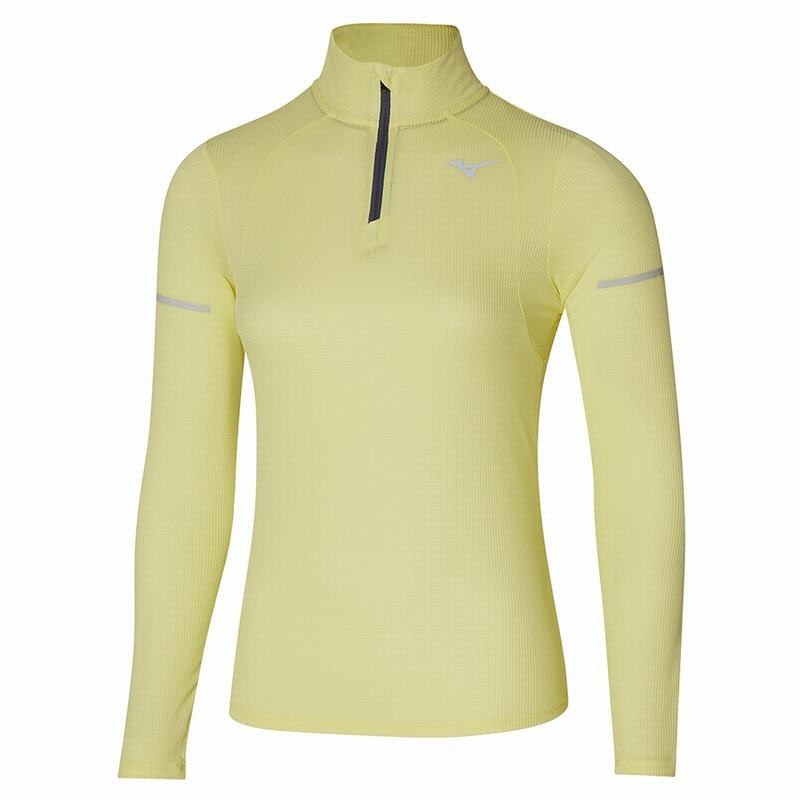 Light Green Yellow Women\'s Mizuno Dryaeroflow LS HZ Tops | RZK537186