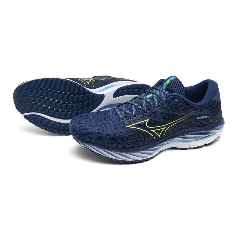 Navy Green Men's Mizuno Wave Rider 27 Running Shoes | XHS596348