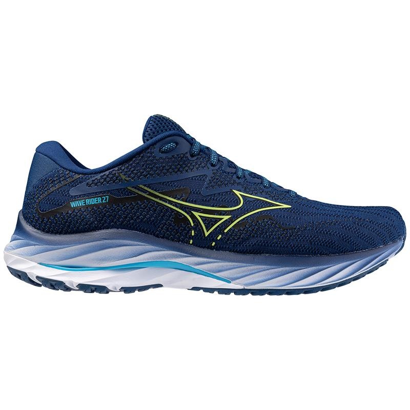 Navy Green Men's Mizuno Wave Rider 27 Running Shoes | XHS596348