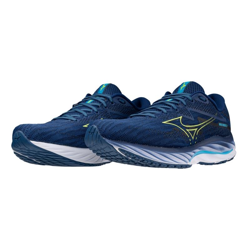 Navy Green Men's Mizuno Wave Rider 27 Running Shoes | XHS596348