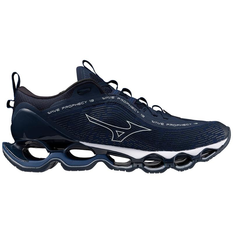 Navy White Men's Mizuno Wave Prophecy 13 Running Shoes | JMO649512