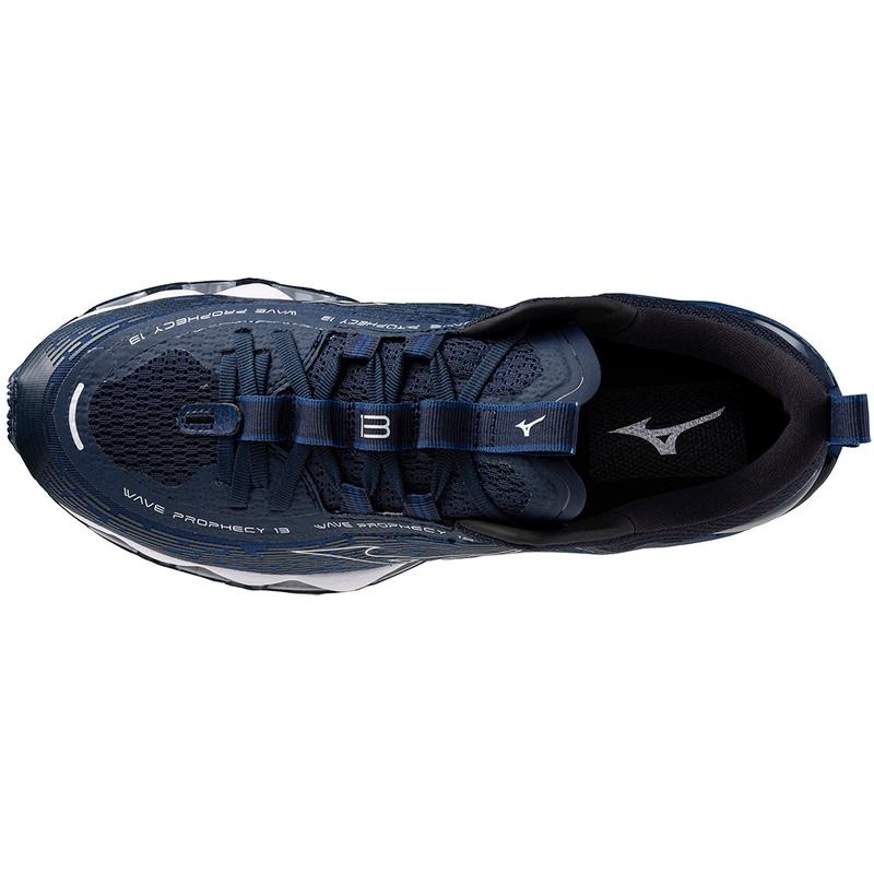 Navy White Men's Mizuno Wave Prophecy 13 Running Shoes | JMO649512