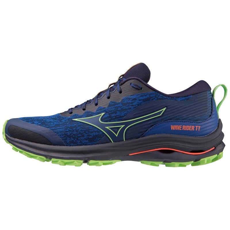 Navy / Green Men\'s Mizuno Wave Rider TT Running Shoes | ORQ194375