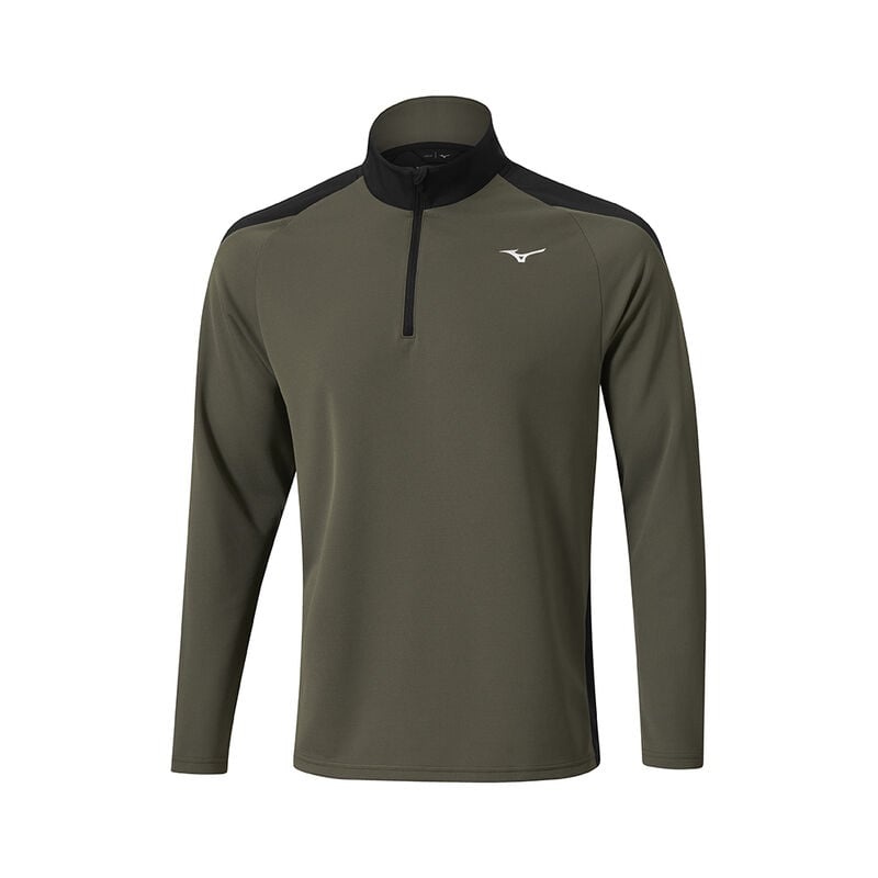 Olive Men\'s Mizuno Winter Breeze 1/4 Zip Tops | PEG918032