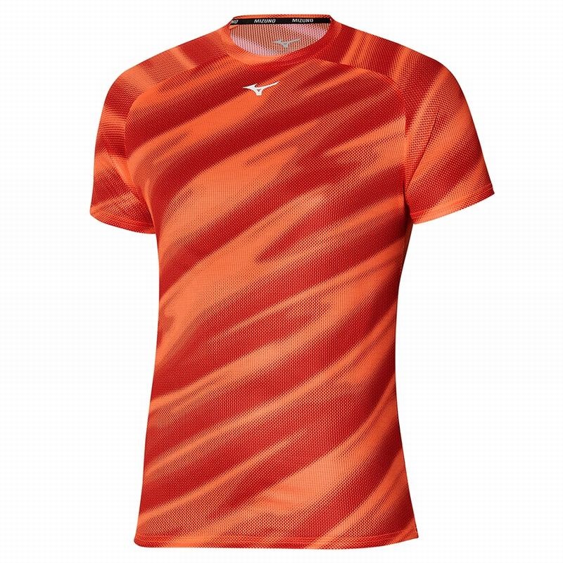 Orange Men\'s Mizuno Dryaeroflow Graphic Tee T Shirts | HAP734205