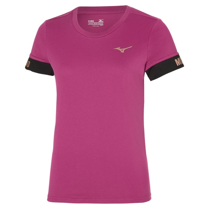 Pink Glod Women\'s Mizuno Tee T Shirts | OYW063951