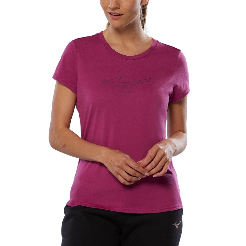 Pink Women's Mizuno Rb Logo Tee T Shirts | DLX536094