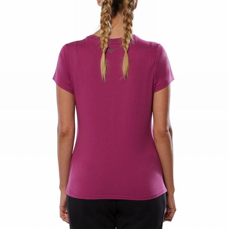 Pink Women's Mizuno Rb Logo Tee T Shirts | DLX536094