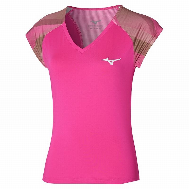 Pink Women\'s Mizuno Release Printed Tee T Shirts | RGY870359