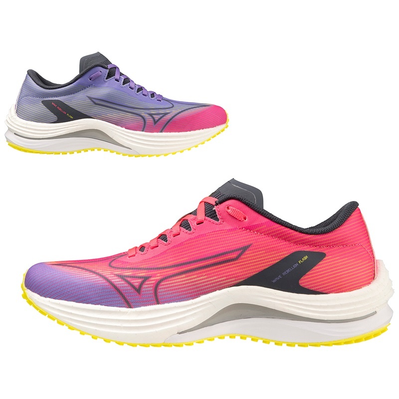 Pink / Blue Women's Mizuno Wave Rebellion Flash Running Shoes | ZUM195640