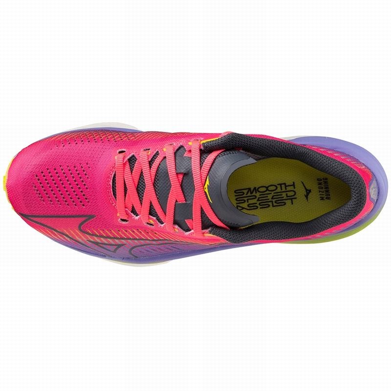 Pink / Blue Women's Mizuno Wave Rebellion Pro Running Shoes | SBR342179