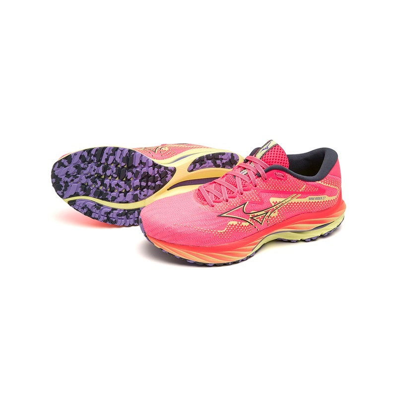 Pink / Blue Women's Mizuno Wave Rider 27 Running Shoes | HOL051628