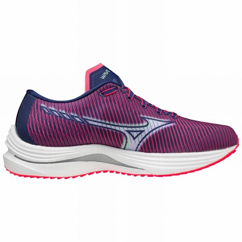 Pink / Indigo White Women's Mizuno Wave Rebellion Running Shoes | VCT310482