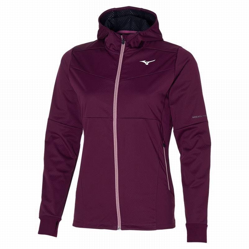 Purple Burgundy Women\'s Mizuno Breath Thermo Jackets | NQM798654