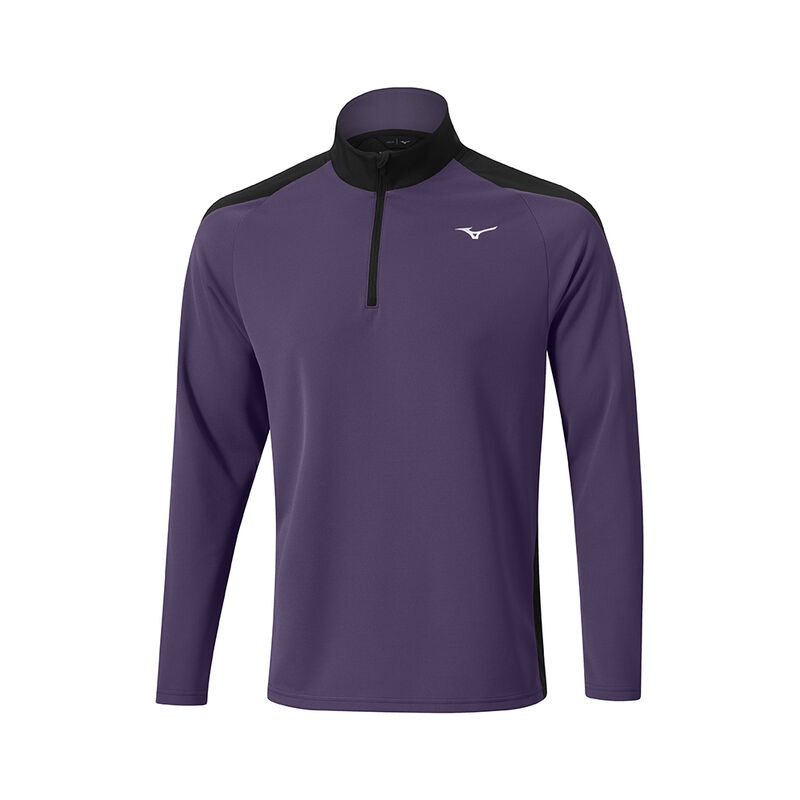 Purple Men\'s Mizuno Winter Breeze 1/4 Zip Tops | TAN184537