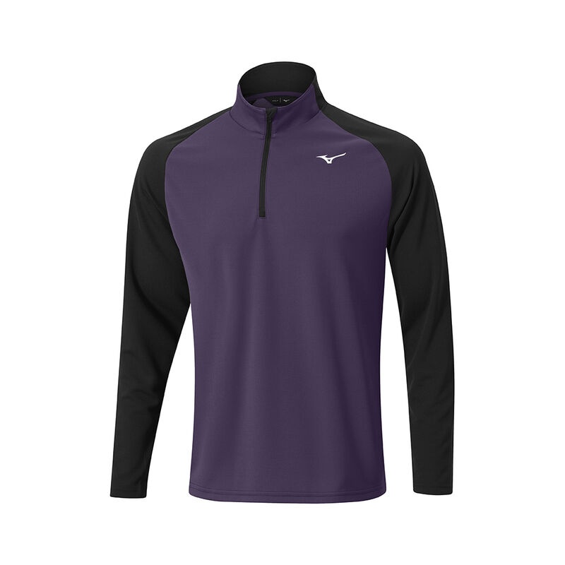 Purple Men\'s Mizuno Winter Breeze Bloc 1/4 Zip Tops | XTP793520