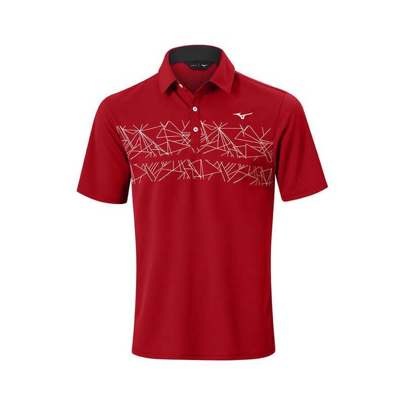 Red Men\'s Mizuno Breath Thermo Graphic Polo | PUW124670