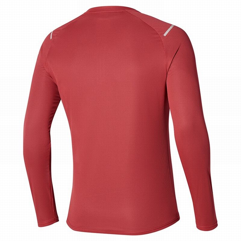 Red Men's Mizuno Dryaeroflow LS HZ Tops | GJH601437