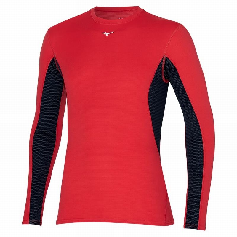 Red Men\'s Mizuno Mid Weight Crew Tops | SCU302894