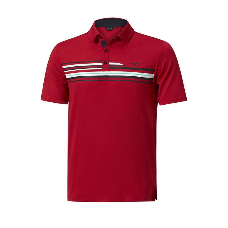 Red Men\'s Mizuno QD Elite Stripe Polo | NVR849523