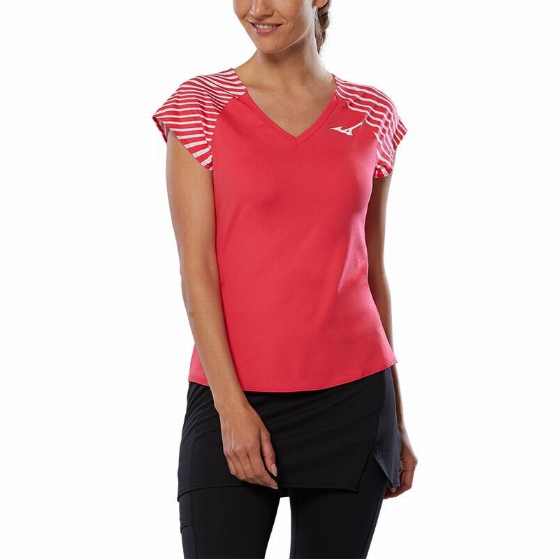 Red Women's Mizuno Printed Tee T Shirts | LGV810439