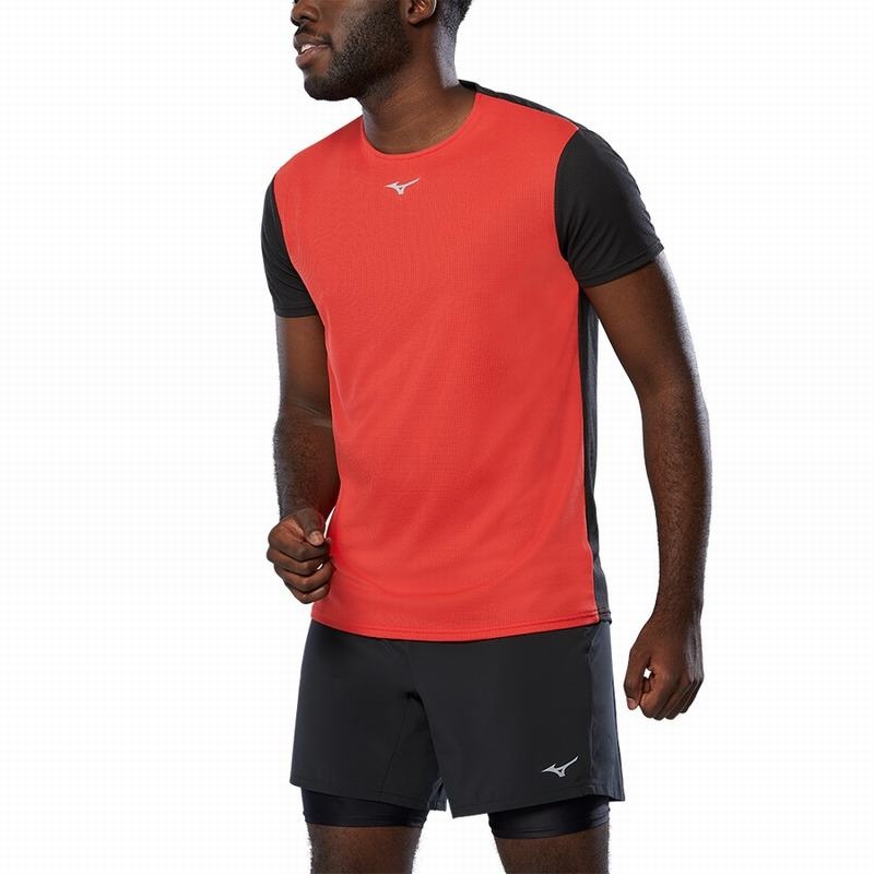 Red / Black Men's Mizuno Dryaeroflow Tee T Shirts | EIV870153