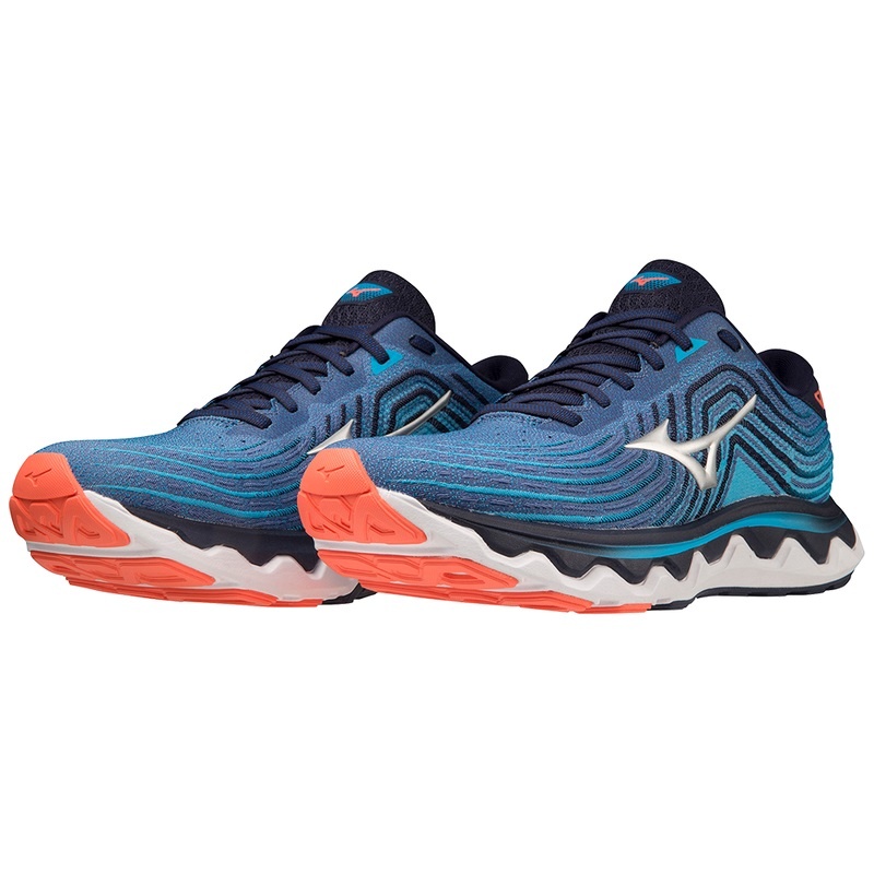 Silver Men's Mizuno Wave Horizon 6 Running Shoes | XDY247019